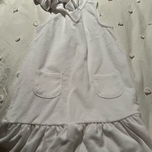 White Sleeveless terry coverup with Pockets